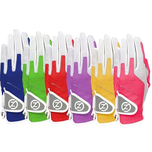 Zero Friction Women's Compression-Fit Synthetic Golf Glove - Universal Fit One Size (Pack of 6), Worn on Left Hand, Multicolor