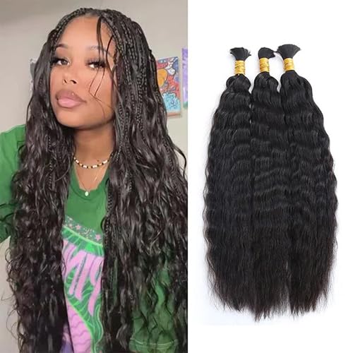 QIRUI Wet and Wavy Human Braiding Hair Super Wave Bulk Human Hair For Braiding No Weft 100g Double Drawn Human Braiding Hair For Boho Braids(30Inch 2Bundle)