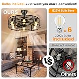 Depuley Big Caged Ceiling Fan: 26 Inch Large Industrial Ceiling Fan Light for Indoor - Remote Ceiling Fan for Farmhouse Outdoor