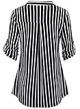 BEPEI Tunic Tops for Women,Notch V Neck Vertical Stripe Tunic Top Fall Fashion Blouses 2025 Summer 3/4 Sleeve T-Shirt Easily Wear with Jeans Capris Work Casual Shirts Black White L