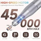 Nail Drill, Portable Electric Nail File 45000RPM Electric Nail Drill, Cordless Nail Drill Professional with Bits&Base, for Acrylic Gel Nails, Nail E-File Machine, Manicure Polishing, for Salon Home