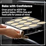 Wrenbury Pro Mini Cheesecake Pans Removable Bottom 12 Hole - Heavy Gauge Carbon Steel Muffin Cupcake Pan Loose Bottom Springform for Baking - 3 Inch Individual Cheesecakes Tin - PFOA Free