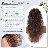 Alebery 27 Inch Drawstring Ponytail Extension for Black Women Deep Curly Ponytail Extension Synthetic Mixed with Human Hair Hairpieces Afro Kinky Curly Pony Tail for Daily Use (Brown)