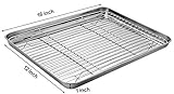 Stainless Steel Baking Sheet Tray Cooling Rack with Silicone Baking Mat Set, Cookie Pan with Cooling Rack, Set of 6 (2 Sheets + 2 Racks + 2 Mats), Size 16 x 12 x 1 Inch, Easy Clean