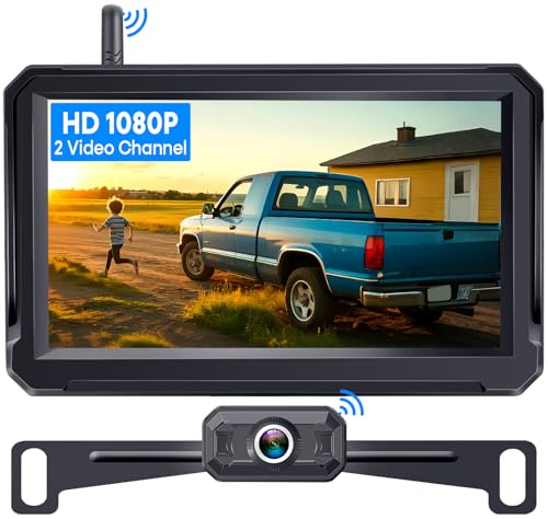 Wireless Backup Camera for Trucks: 1080P HD Display, IP69K Waterproof, Night Vision, Dual-Camera Support, DIY Installation, Customizable Parking Lines by Befumly H21