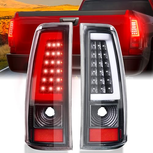 SPBREW LED Tail Lights Assembly Fit for Chevy Silverado 1999 2000 2001 2002, Tail Lights Compatible for 99-02 Silverado 1999-2007 GMC Sierra Classic, Smoked Tail Lights Truck Rear Lamp Black 1 Pair