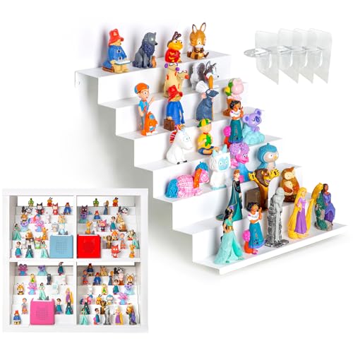 Ladder Shelf for Tonie Shelf for Kids,Tonies Storage with 40-45Pcs for IKEA KALLAX Adhesive Metal Plate for Creative Tonie Box Magnetic Shelf for Tonie Figures,Characters