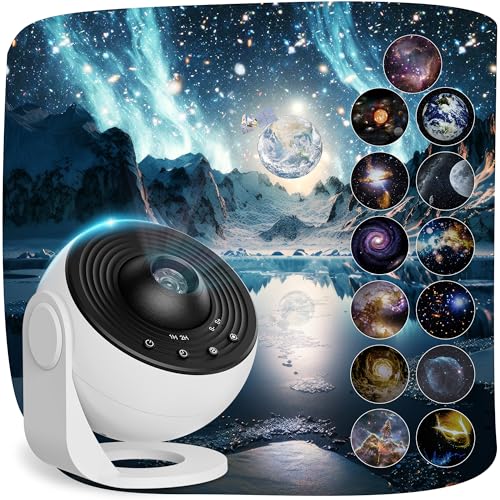 Planetarium Projector for Bedroom, 13 in 1 Star Projector Galaxy Light, Ceiling Night Light Milky Way Mood Lighting with Timer, LED Space Galaxy Lamp Bedroom Room Decor for Adults Kids - White