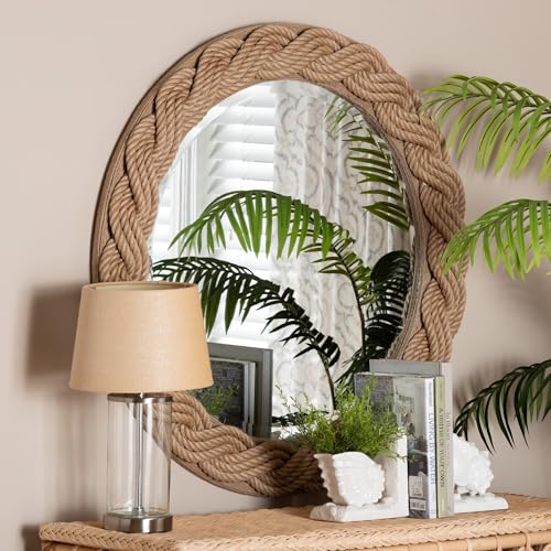 bali & pari Romana Braided Rope Mirror – Coastal Mirror with Woven Jute Accents for Farmhouse, Boho Wall Decor, Beach House