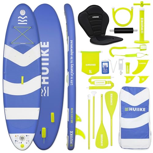 HUIIKE Inflatable Paddle Board for Adults with Accessories Included, Oar, Fins, Pump. Stand Up Paddleboard Great Stability and Resistance. 10’ x 33" x 5.9", Maximum Load 286 lb