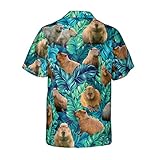 Capybara Printed Hawaiian Shirt Funny Capybara Tropical Leaves Summer Vibes Beach Shirt (as1, Alpha, 4X_l, Regular, Regular) Green