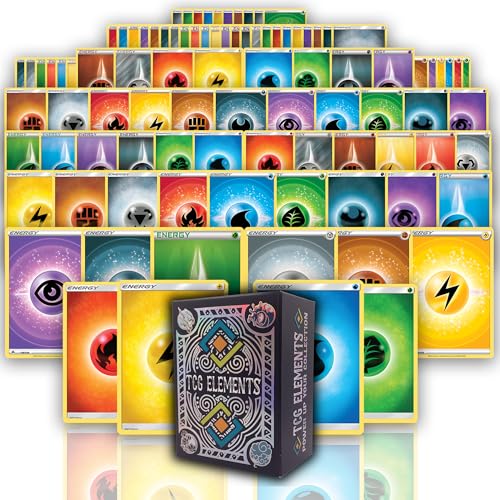 TCG Elements 100+ Pokemon Energy Cards Bundle and Deck Box