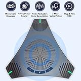 Conference Speaker and Microphone, 360° Omnidirectional USB Speakerphone Microphone with USB Hub, Noise Reduction/Echo Cancellation Computer Microphone for 8-10 People Business Conference, Home Office