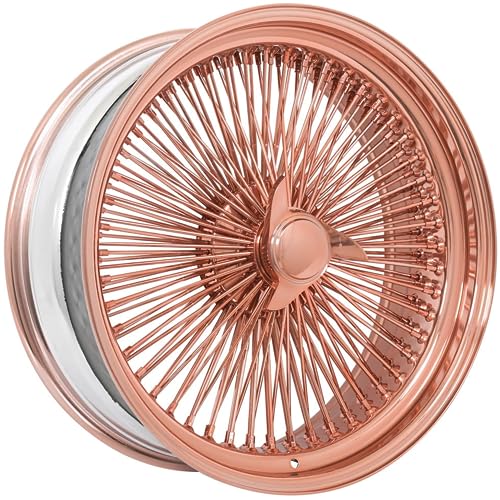 LA Wire Wheels | 22x8” | Standard 150-Spoke Straight Lace | Includes 4 Knock Offs, 4 Adapters and Tool | 22 Inch Rims | Rose Gold Finish
