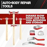 C&T 9 Piece Heavy Auto Body Repair Tool Hammer Dolly Set, Car Body Repair Tool Kit with Carrying Case, Hickory Handles,Fender Repair kit