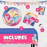 My Little Pony Party Supplies, My Little Pony Birthday Party Supplies and Decorations for 16 Guests with Banner, Tablecover, Plates, Cups, Napkins and Button