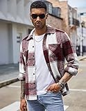 COOFANDY Red Flannel Shirt for Men Long Sleeve Classic Plaid Shirt Casual Button Down Work Jacket