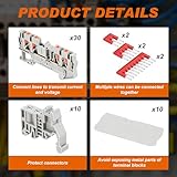 Saysurey DIN Rail Terminal Block Twin Spring Terminal Connectors Push in Type PT Screwless Wire Wiring Connector with 10 Covers 10 End Stops 6 Jumpers (ST2-2.5/2x2,56 Pcs)