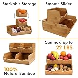 HOMESTEAD Bamboo Pantry Storage Bins - Stackable Baskets, Potato and Onion Storage for Pantry Organization, Set 3 Pieces