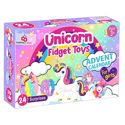 Advent Calendar 2024-24 Days of Unicorn Fidget Toys Bulk-Sensory Toys Surprise for Toddler Kids Girls Boys Ages 3 4 5 6 7 8 9 10 Year Old