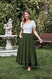 Women's Maxi Skirt with Pockets Flowy Long Boho Renaissance Skirts Army Green L