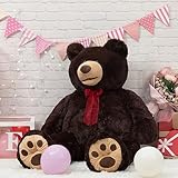 HollyHOME 5 ft Giant Teddy Bear Huge Teddy Bear with Embroidered Paw Big Plush Toy Gift for Girlfriend Kids 60 inches Chocolate Brown