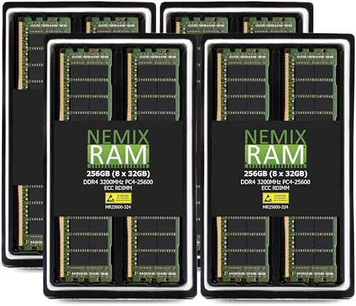 NEMIX RAM 256GB (8X32GB) DDR4 3200MHZ PC4-25600 2Rx4 1.2V CL22 288-PIN ECC RDIMM Registered Server Memory KIT