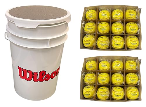 WILSON A9011 12" Softballs 24 pcs Bucket with Padded Lid