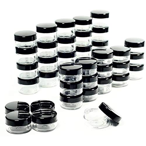 ZEJIA 5 Gram Sample Containers with Lids, 50PCS Mini Makeup Containers, Empty Plastic Travel Cosmetic Containers with Labels