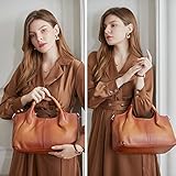 Iswee Genuine Leather Purses for Women Medium Size Satchel Handbags Crossbody Bag Shoulder Tote Bags Hobo Purses Trendy Ladies Hand Bag (Sorrel)