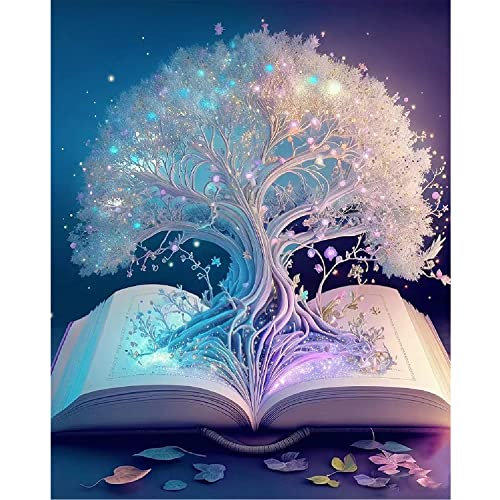 Rousp DIY 5D Diamond Painting Kits for Adults Diamond Art White Tree of Life Diamond Painting Full Drill Beginners Craft Kits for Home Wall Decor Gifts, 15.7x19.7inch