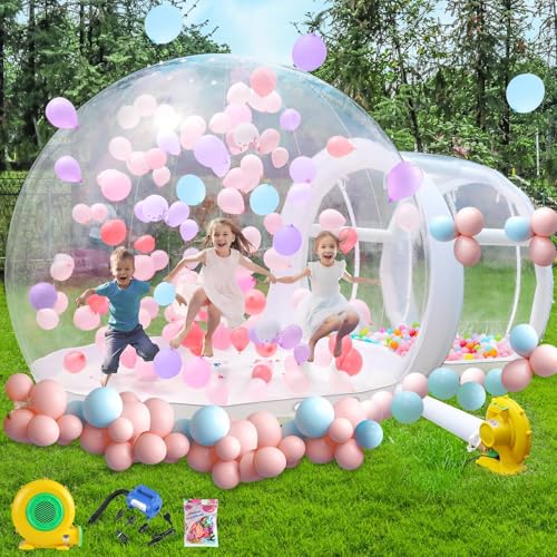 FBSPORT Inflatable Bubble House 10FT, Bubble House Dome Inflatable with 750W Air Blower for Kids and Adults Includes 100 Balloons, TPU Bubble Tent for Indoor and Outdoor Backyard
