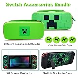 Carrying Case for Nintendo Switch, Soft Switch Case, Switch Screen Protector, Thumb Grips Caps, Switch Accessories Protective Case for Switch Console, Portable Travel Carry Cases for Switch, Green