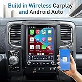 for Dodge Ram 1500 2500 3500 2013-2018 【Only for Auto A/C】 Car Radio10.4 Inch T Style Stereo Android 12 GPS Navigation Wireless Carplay 5G-WiFi 4G+64G Bluetooth 5.0 DSP AUX/Fiber Optic Out