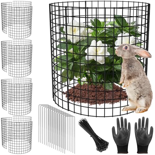 RGJ 5 Pack Plant Protector from Animals, 17x14 inch Wire Plant Cages Mesh Plant Cage Garden Plant Protector, Sturdy Bunny Barricades Chicken Wire Cloche Plant Protectors for Keeping Bunny Animals Out