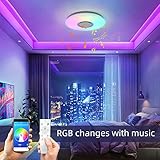 ASALL 48W LED music ceiling Light, with remote control Bluetooth speaker,RGB rainbow color,19.68 inch,Dimmable,application controlled ceiling lamp,Suitable for bedroom, living room and children's room