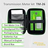 Digital Car Window Tint Meter - Side Window Tint, Sun Control Film, VL/UV/IR Transmittance Detection, Light Transmission Meter for Cars Side Windows and Tint Films | Auto Calibration (with PU Case)