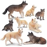 Toymany 14PCS Forest Animals Toy Figurines - Wolf and Bear Figures with Their Cub, Birthday Gift Christmas Toy for Kids Toddler