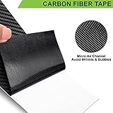 Spurtar Carbon Fiber Tape Roll, 3Inch X 20ft Air-Release Adhesive Black Vinyl Strip Chrome 3D Carbon Fiber Sticker Car Door Edge Guard Blackout Tape for Cars Motorcycle DIY Free Tool 7.6 X 600cm