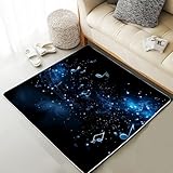 Xuxangti Starry Sky Music Theme Rug 4x6 Home Decor, Musical Note Area Rug for Bedroom, Music Lover Carpet Low Pile, Non Slip Throw Rug, Soft Washable Rug for Living Room, Playroom