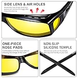 URUMQI Anti Glare Night Driving Glasses Fit Over Glasses for Men Women, Polarized Nighttime Glasses with HD Vision Yellow Lens