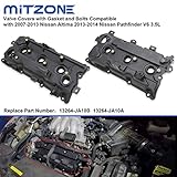 MITZONE Valve Covers with Gasket and Bolts Compatible with 2007-2013 Nissan Altima 2013-2014 Nissan Pathfinder V6 3.5L