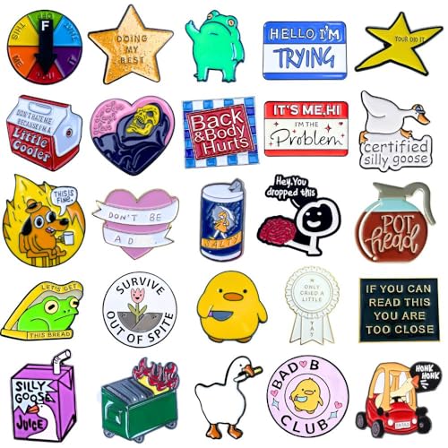 25PC Funny Enamel Pins Bulk Cute Fun Cool Button Brooch Lapel Pin Set Pack Meme Sarcastic Decorative Novelty For Backpack Bagpack Bags Hat Jacket Purse Vest Lanyard Adults Work Coworkers Gifts