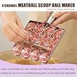 Meatball Maker Tool, 304 Stainless Steel Kitchen Manual Non Stick Meatball Maker, Portable Meatball Spoon Ball Maker Kitchen Restaurant Must Have Meatball Making Set，Home Cooking Tools (4-channel)