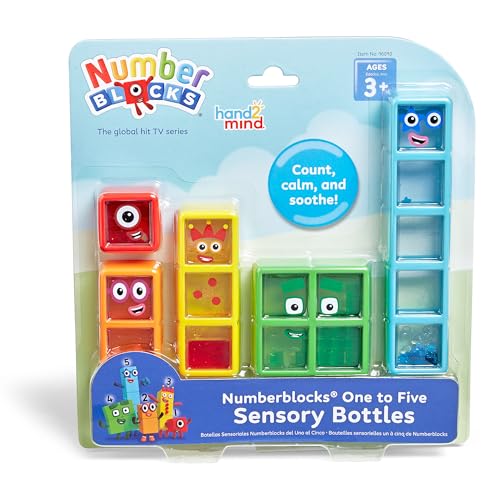 hand2mind Numberblocks One to Five Sensory Bottles, Numbers for Toddlers, Counting Toys, Calming Sensory Toys, Calm Down Corner Supplies, Social Emotional Learning, Easter Basket Stuffers for Kids