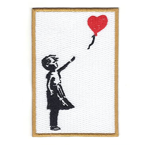 Girl With Red Balloon Painting Patch Graffiti Artist Embroidered Iron On