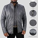 Laverapelle Men's Genuine Lambskin Leather Jacket (Gray, Large, Polyester Lining) - 1501135