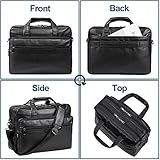 Leather Laptop Bag,Men's 17.3 Inches Messenger Briefcase Business Computer Satchel Handbag Shoulder Bag Fits 17.3 Inch Laptop Case Computer Tablet Black