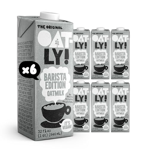 Oatly Barista Edition Oat Milk - Crafted for Coffee | Dairy-Free, Plant-Based, Shelf-Stable Milk that makes Perfect Foam (32 oz, 6-pack)