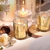 LETINE Gold Votive Candle Holders Set of 36 - Speckled Mercury Gold Glass Candle Holder Bulk - Ideal Fall Decor for Boho Wedding Centerpiece Table，Halloween & Thanksgiving Decorations Indoor